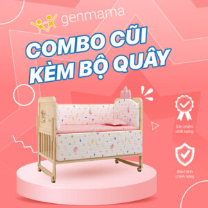 Cũi gỗ cho bé 2 tầng kèm Bộ quây cũi Hoàng Gia GM-C105Q